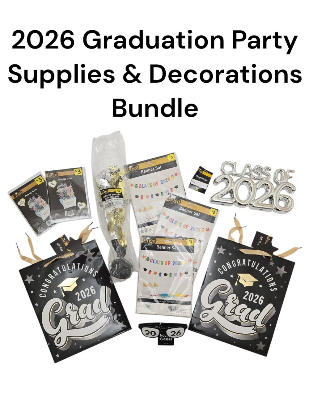 Class of 2026 Graduation Party Supplies & Decorations Lot Banner Gift Bags Cards